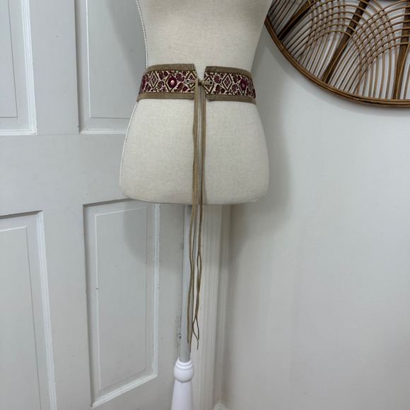 Unbranded Fringe Tie Tapestry Belt Boho Embroidered Mirror Western Festival - Picture 2 of 3